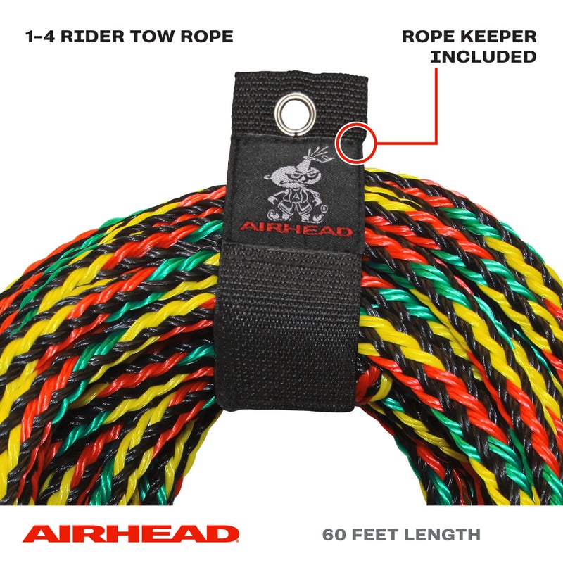 Airhead حبل سحب إيرهاد، حبل لعدد 1-4 راكب لزلاجات السحب متعددة، 9/16" - Image 2